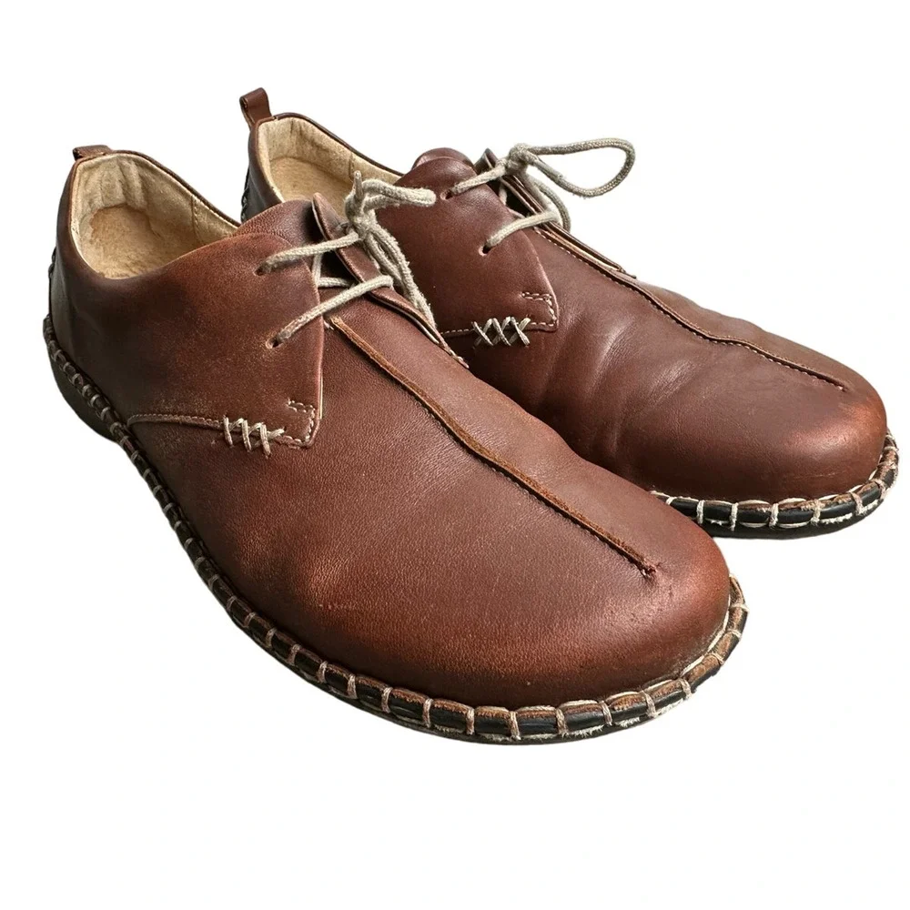 Josef Seibel Lindsay Fisherman Lace Up Minimalist Leather Loafers US 8.5 EU 39